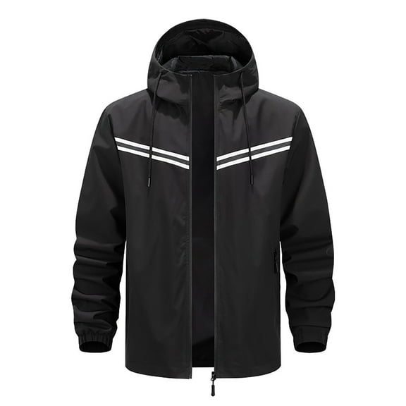 IWRICH Men's Lightweight Rain Jacket Waterproof Windbreaker Hooded Raincoat Shell Jacket Outdoor Hiking Fishing Travel Black L