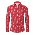 thumbnail image 1 of IWRICH Men's Long Sleeve Shirt Regular Fit Casual Button down Shirts Valentines Day T Shirts 18-Red M, 1 of 3