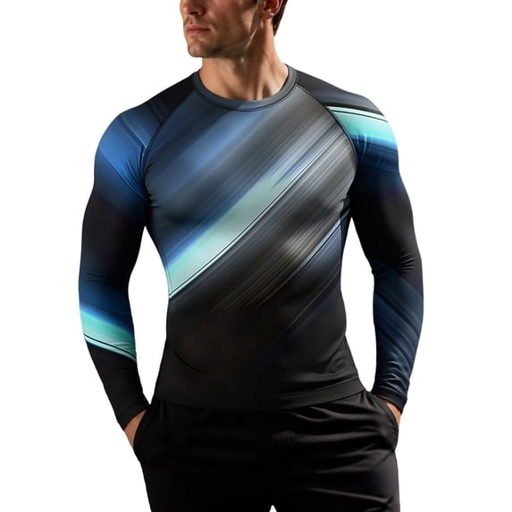 IWRICH Men's Long Sleeve Upf 50+ Rash Guard Cool Dry Performance Fit Compression Sports Athletic Shirts Tops 12-Blue S