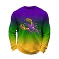 thumbnail image 1 of IWRICH Men's Mardi Carnival Gradient T Shirts Printed Waffle Long Sleeve T-Shirt Crew Neck Rave Tees Multicolour XL, 1 of 3