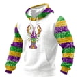thumbnail image 1 of IWRICH Men's Mardi Gras Hoodies Fall Casual Cute Printed Hooded Sweatshirt Long Sleeve Casual Rave Tees with Pocket 03-White L, 1 of 4