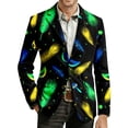 thumbnail image 1 of IWRICH Men's Mardi Gras Jacket Carnival Corduroy Blazer Printed Breasted Soft Work Formal Warm Casual Coat 02-Black L, 1 of 4