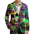 thumbnail image 1 of IWRICH Men's Mardi Gras Jacket Carnival Corduroy Blazer Printed Breasted Soft Work Formal Warm Casual Coat 06-Green M, 1 of 4