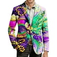 thumbnail image 1 of IWRICH Men's Mardi Gras Jacket Carnival Corduroy Blazer Printed Breasted Soft Work Formal Warm Casual Coat 20-Green XL, 1 of 4