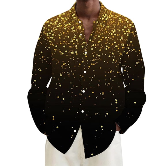 IWRICH Men's Mardi Gras Shirts Mardi Gras Prints Lapel Button down Long Sleeve Shirt Holiday Fashion Casual Loose Tops 11-Black 2XL