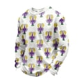 thumbnail image 1 of IWRICH Men's Mardi Gras Waffle T Shirts Long Sleeved Crew Neck T-Shirt Graphic Printed Rave Sweatshirt White L, 1 of 3