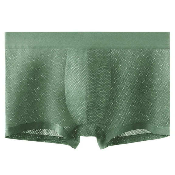 IWRICH Men's Mesh Boxer Briefs Breathable Low Waist Underwear Ice Silk Underpants Army Green L