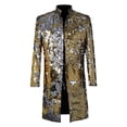 thumbnail image 1 of IWRICH Men's Neck Sequin Shiny Blazers Tuxedo Suit Jackets Mardi Gras Party Show Prom Suits Gold2 S, 1 of 4