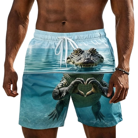 IWRICH Men's Novelty Swim Trunks Quick Dry Summer Board Beach Shorts with Pockets 04-Blue S