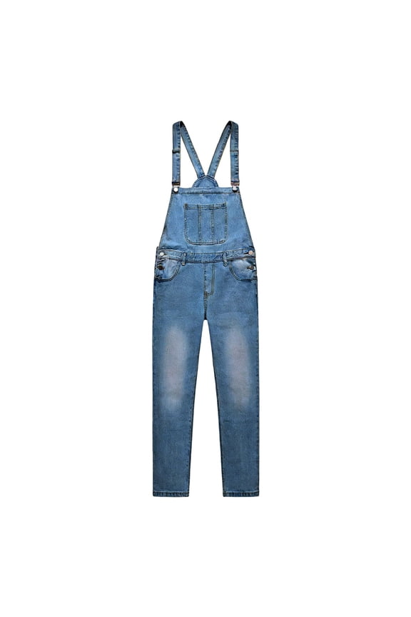 Men's Overalls Fashion Coveralls Work Utility Denim Bib Jumpsuit with Pockets Dark Blue L