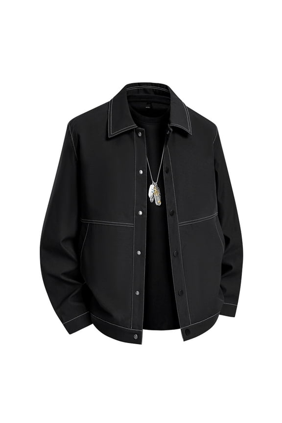 IWRICH Men's Oversize Denim Jacket Lightweight Trucker Western Jackets Casual Fashion Jean Coat Black M