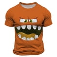 thumbnail image 1 of IWRICH Men's Oversize Short Sleeve T Shirts Funny Face Printed Crew Neck Tops Casual Summer Beach Holiday Tees 02-Orange M, 1 of 3