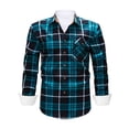 thumbnail image 1 of IWRICH Men's Plaid Shirts Long Sleeve Button down Shirts Casual Fall Shirt Jacket 04-Black XXXL, 1 of 3