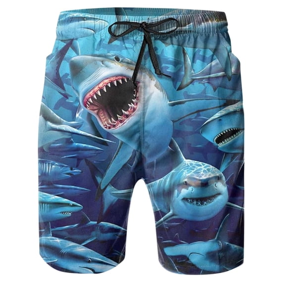 IWRICH Men's Plus Size Holiday Shorts Summer Board Shorts Beach Graphic Printed Casual Short Pants with Pockets 04-Sky Blue M