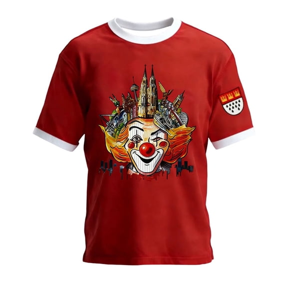 IWRICH Men's Plus Size Mardi Gras T Shirts Crew Neck Short Sleeve Rave Tshirts Loose Fit Comfy Funny Tees Red XL