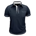thumbnail image 1 of IWRICH Men's Polo Shirts Short Sleeve T Shirt Lightweight Casual Button up Shirts Summer Collared Tops with Pocket Navy XL, 1 of 7