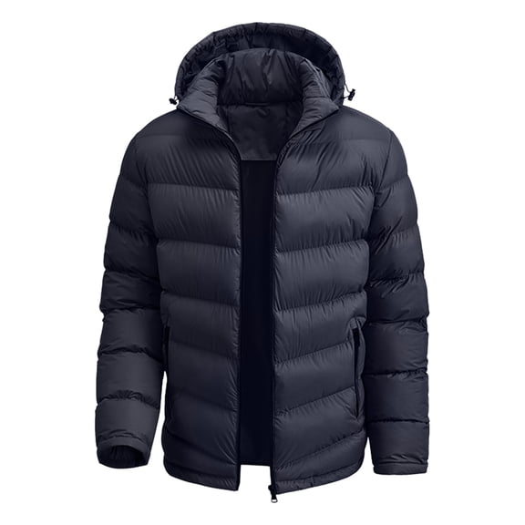 IWRICH Men's Puffer Jacket with Detachable Hood Lightweight Water Resistant Insulated Winter Puffy Coat Dark Blue M