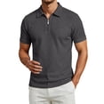 thumbnail image 1 of IWRICH Men's Quarter Zip Texture Polo Shirts Spring Summer Fashion Knit Tops Short Sleeve Dress Clothes Grey XXL, 1 of 9
