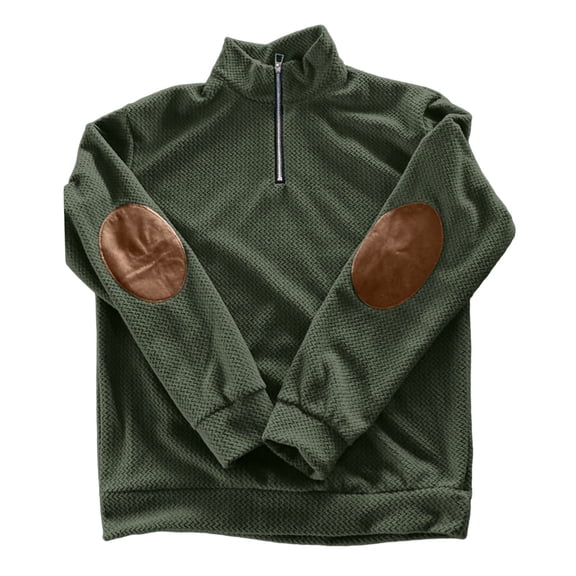 IWRICH Men's Quarter Zipper Pullover Tops Casual Stand Collar Sweatshirts Long Sleeve Knit Top Outdoor Tees Army Green XXL
