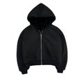 thumbnail image 1 of IWRICH Men's Reversible Zip up Hoodie Oversized Jacket with Pockets Full Zip Hooded Sweatshirt Streetwear Loose Fit Long Sleeve Jackets Black XXL, 1 of 4