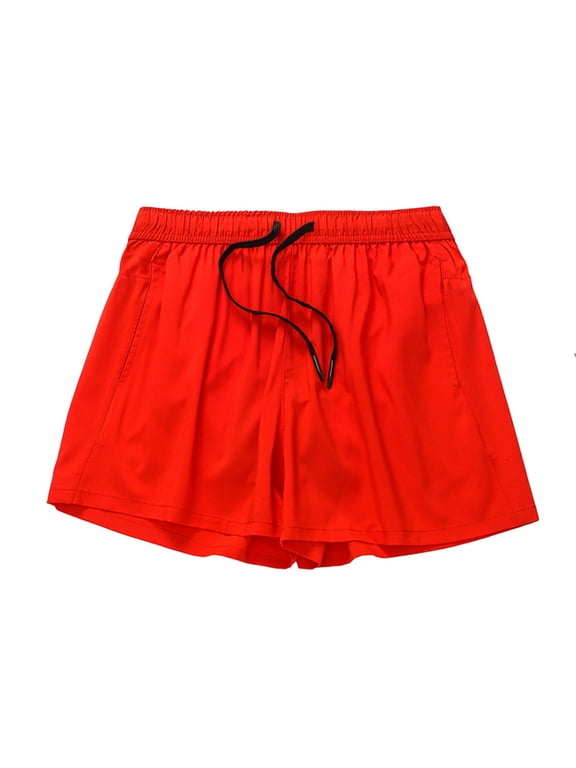Men's Running Shorts Athletic Workout Gym Shorts with Pockets Red XL