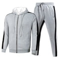 thumbnail image 1 of IWRICH Men's Running Tracksuit Athletic Sports Casual Workout Full Zip Sweatsuit Light Gray XXL, 1 of 3