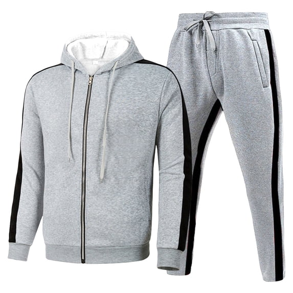 IWRICH Men's Running Tracksuit Athletic Sports Casual Workout Full Zip Sweatsuit Light Gray XXL