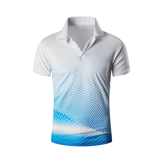 IWRICH Men's Short Sleeve Fit Sport Polo Shirts Printed Collared Casual T-Shirt Athletic Tennis T-Shirt White2 M