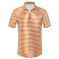 thumbnail image 1 of IWRICH Men's Short Sleeve Plaid Casual Button down Shirts Gingham Regular Fit Dress Shirts Orange M, 1 of 2
