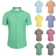 thumbnail image 1 of IWRICH Men's Short Sleeve Plaid Casual Button down Shirts Gingham Regular Fit Dress Shirts Yellow XL, 1 of 3
