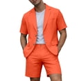 thumbnail image 1 of IWRICH Men's Short Sleeve Suit Sets Plain Formal Blazer Jacket and Shorts Wedding Party Business Casual Attire Orange XL, 1 of 7