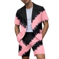 thumbnail image 1 of IWRICH Men's Short Sleeve Suit Sets Tie-Dye Formal Blazer Jacket and Shorts Wedding Party Business Casual Attire 09-Black XL, 1 of 4