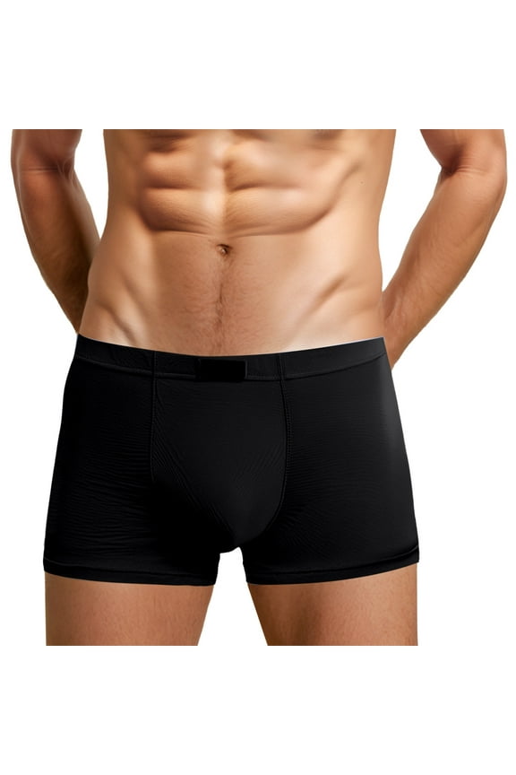 Men's Silk Boxer Briefs Underwear Breathable Moisture Wicking Pure Silk Panties Black XL