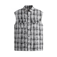 thumbnail image 1 of IWRICH Men's Sleeveless Flannel Plaid Shirts Casual Button down Muscle Cut off Shirts Retro Western Cowboy Vest Tank Tops Black XXL, 1 of 3