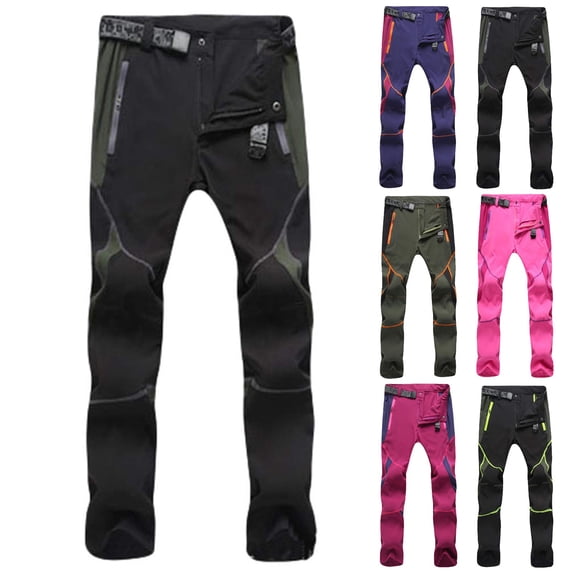 IWRICH Men's Snow Ski Pants Waterproof Winter Camping Skiing Ice Fishing Trousers with Belt Purple XS