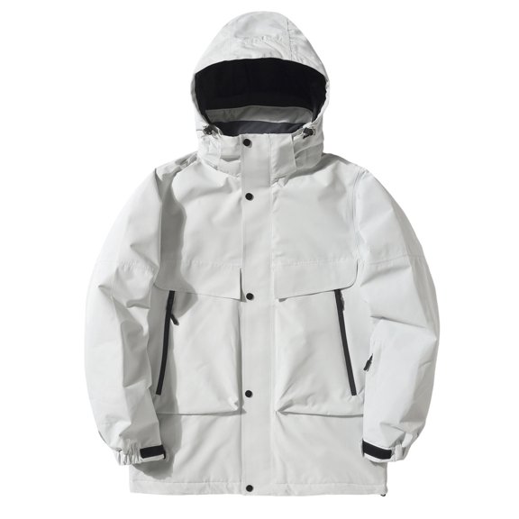 IWRICH Men's Snowboard Jacket Ski Jackets Waterproof Insulated Snow Coat Winter Hooded Mountain Coats Light Gray XL