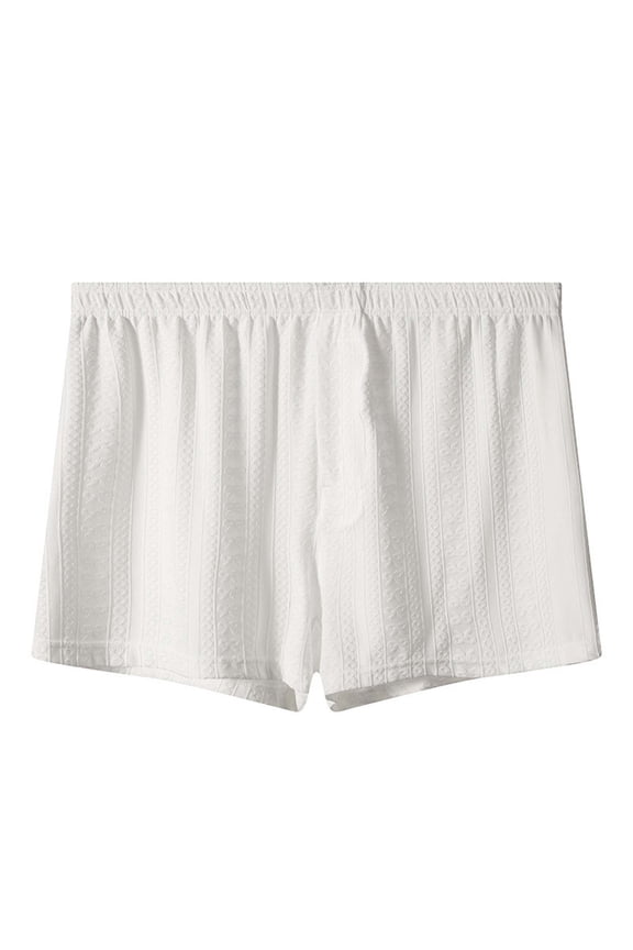 Men's Soft Jacquard Underwear Boxer Briefs Breathable Moisture Wicking Underwear White XL