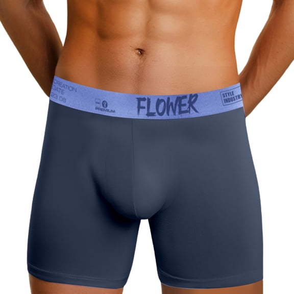 IWRICH Men's Soft Stretch Underwear Sports Breathable Boxer Briefs Fashion Comfortable Shorts Dark Blue XXL