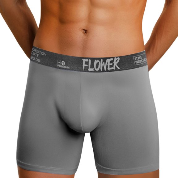 IWRICH Men's Soft Stretch Underwear Sports Breathable Boxer Briefs Fashion Comfortable Shorts Grey XL