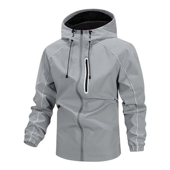 IWRICH Men's Softshell Jacket with Hood Water-Resistant Lined Jacket Lightweight Winter Coats for Hiking Grey XL