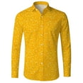 thumbnail image 1 of IWRICH Men's Sparkle Dress Shirt Funny Long Sleeve Printed Casual Shirt Fashion Carnival Button down Holiday Party Tops Yellow XL, 1 of 4
