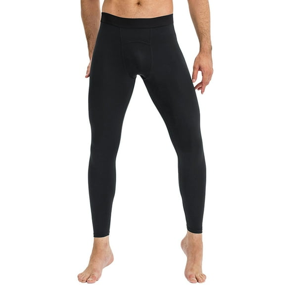 IWRICH Men's Sports Compression Pants Running Workout Leggings Gym Basketball Athletic Base Layer Bottoms Black S