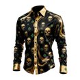 thumbnail image 1 of IWRICH Men's St. Patrick's Day Long Sleeve Shirts Casual Button down Shirts Print Dress Shirt Autumn Spring Tops Outfits Black XL, 1 of 4