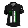 thumbnail image 1 of IWRICH Men's St. Patrick's Day Plus Size Polo Shirts Waffle Shamrock Short Sleeve Tees Casual Slim Fit Holiday Tops Black XXXXL, 1 of 5