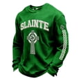 thumbnail image 1 of IWRICH Men's St. Patrick's Day Printed Waffle T-Shirt Waffle Slainte Irish Celtic Cross Tops Long Sleeve Crew Neck Tees Green XL, 1 of 3