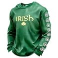 thumbnail image 1 of IWRICH Men's St. Patrick's Day Shamrock Cross Art T Shirts Irish Celtic Cross Tees Crew Neck Long Sleeve Pullover Tops 03-Green M, 1 of 3