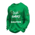 thumbnail image 1 of IWRICH Men's St. Patrick's Day Shirt Waffle Irish Shamrock Print Shirts Crewneck Long Sleeve Slim Muscle Tops Holiday Clothes Green XXXL, 1 of 3