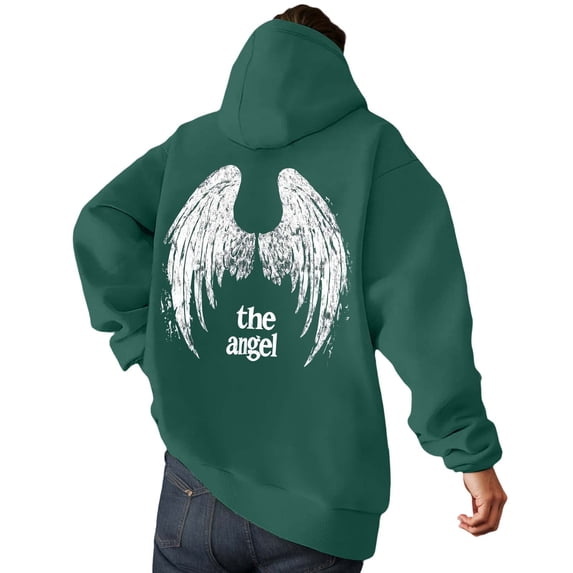 IWRICH Men's Streetwear Goth Hoodies Punk Hooded Sweatshirt Cross Graphic Pullover Tops with Pocket Dark Green XXXL