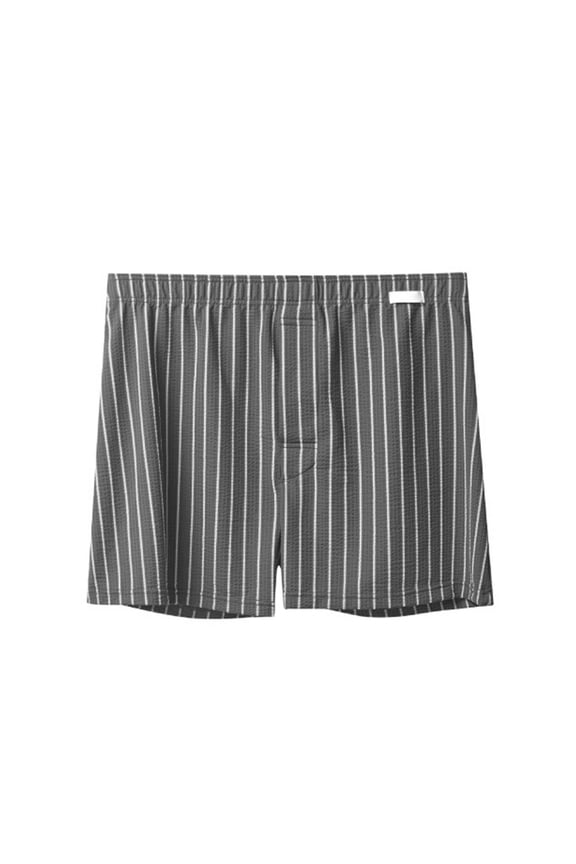 Men's Strip Printed Ice Silk Boxer Briefs Touch Breathable Seamless Underwear Loose Comfortable Underpants Grey L