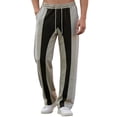thumbnail image 1 of IWRICH Men's Striped Color Block Sweatpants Drawstring Elastic Waist Baggy Straight Leg Pants with Pockets Brown XXL, 1 of 5